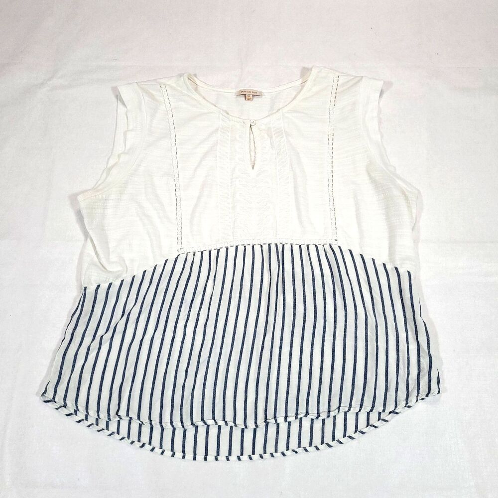 StrIped Skies Are Blue Top XXL nautical 2XL coastal sleeveless keyhole